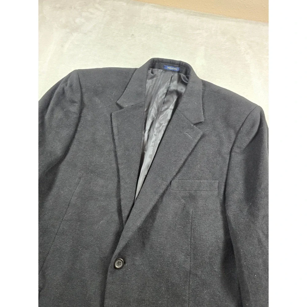 Club Room Silk Cashmere Blazer Mens 46R Black Two Button Wool Soft! Sport Coat
